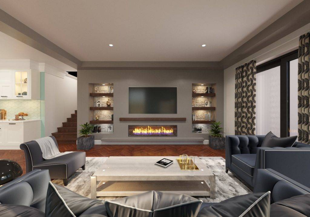 3D Visualization of updated Living Room Helping Graphic Designers sell their Services